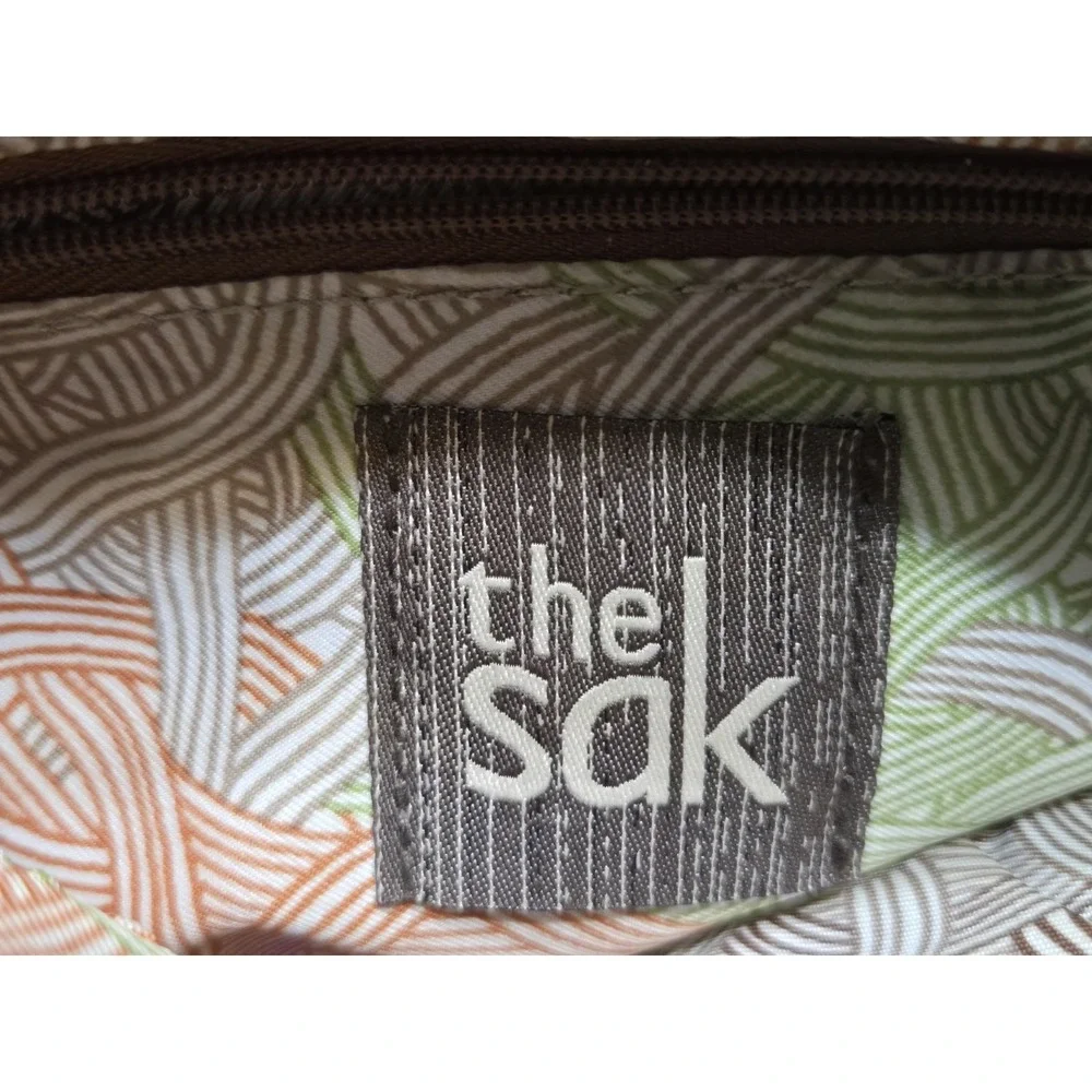 The Sak Leather Hobo Handbag Braided Strap Bronze Metallic Accent Pockets Zip - Picture 10 of 11